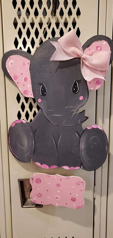 Girl Elephant Hospital Door Hanger with Personalization