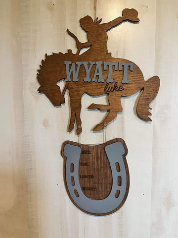 Rodeo western baby door hanger