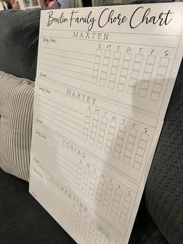 Personalized Family Chore Chart